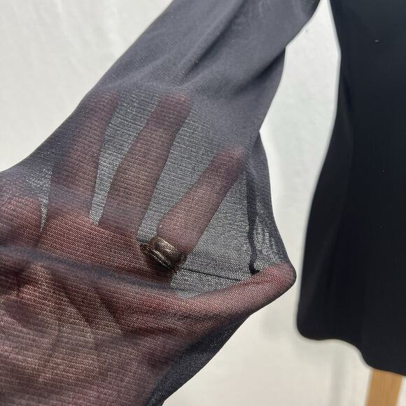 INC International Concepts Fitted Top Womens L Black Illusion Sleeves Stretch - Picture 4 of 7